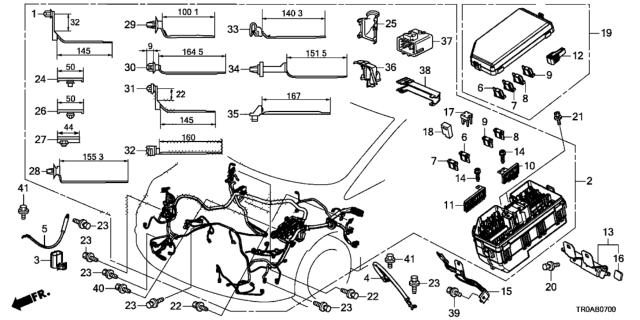 2013 Honda Civic Wire Harness, Engine Room Diagram for 32200-TR0-A01