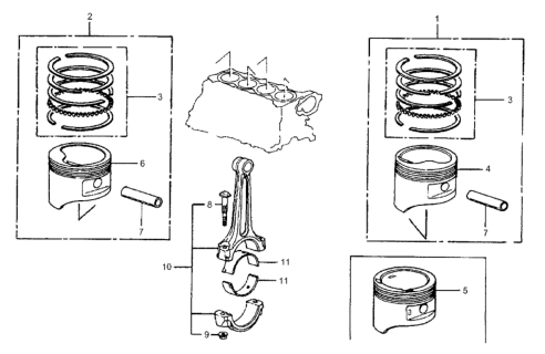 1987 Honda CRX Ring Set, Piston (Over Size) (0.25) Diagram for 13021-PE0-004