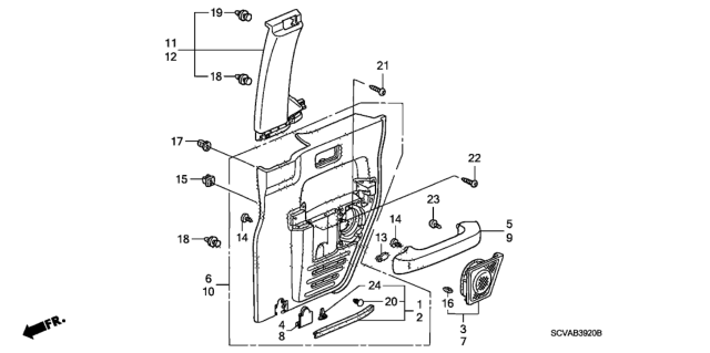 2007 Honda Element Armrest, Driver Side (Gray) Diagram for 83783-SCV-A01ZC