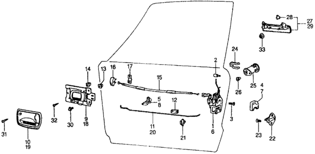 1978 Honda Civic Lock, R. FR. Door Diagram for 75410-657-673