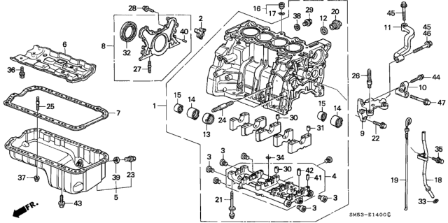 1991 Honda Accord Cylinder Block - Oil Pan Diagram