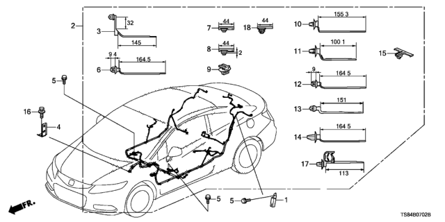 2015 Honda Civic Wire Harness, Floor Diagram for 32107-TS8-A63