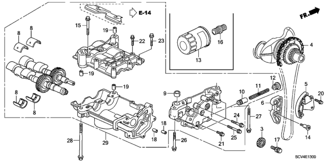 2003 Honda Element Holder Set, Pump Diagram for 15110-RAA-A01