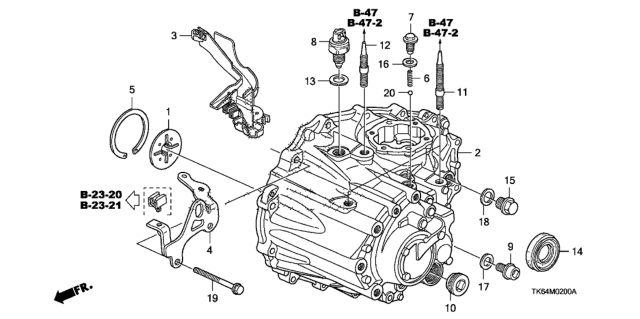2010 Honda Fit Case, Transmission Diagram for 21210-PWL-B00