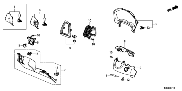 2016 Honda HR-V Instrument Panel Garnish (Driver Side) Diagram