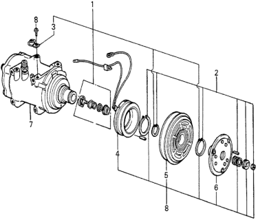1982 Honda Prelude A/C Compressor Components Diagram
