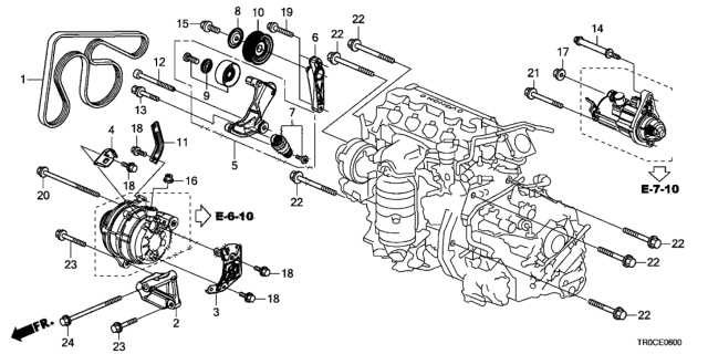 2015 Honda Civic Alternator Bracket  - Tensioner (1.8L) Diagram