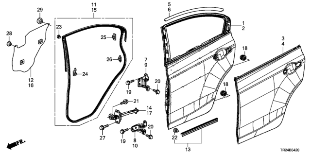 2012 Honda Civic Seal, R. RR. Door Hole Diagram for 72821-TR0-A00