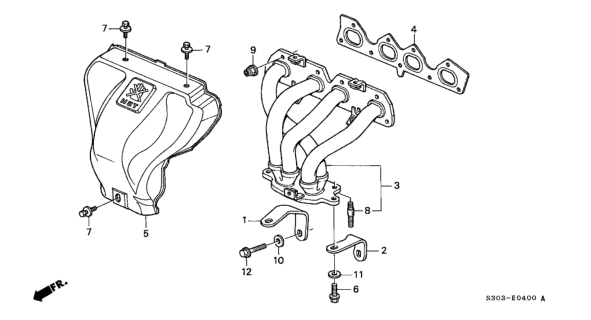 1997 Honda Prelude Gasket, Exhuast Manifold Diagram for 18115-P5M-003