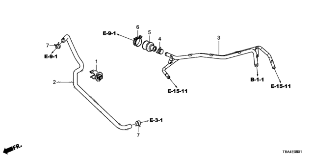 2016 Honda Civic Pipecomp,Breather Diagram for 17137-5BA-A00