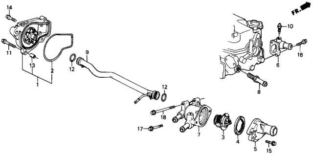 1991 Honda Civic Cover, Thermostat Diagram for 19311-PM5-A00