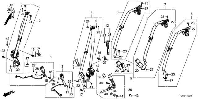 2013 Honda Civic Pretensioner Assy., L. FR. Lap(Outer) *NH167L* (GRAPHITE BLACK) Diagram for 81825-TR3-A01ZA