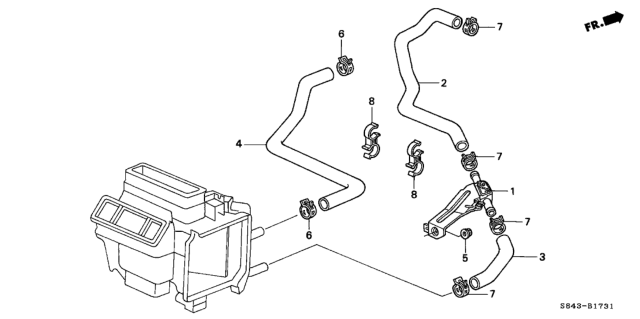 2002 Honda Accord Valve Assembly, Water Diagram for 79710-S0K-A01