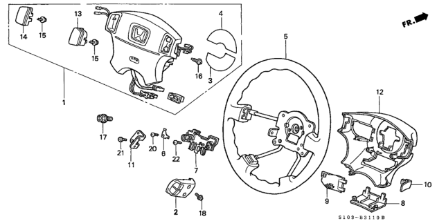 1997 Honda CR-V Airbag Assembly, Driver (Classy Gray) (Takata) Diagram for 06770-S04-Q80ZC