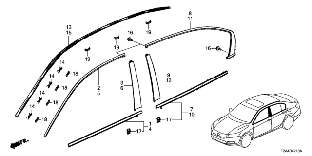 2013 Honda Accord Molding,L Drip Side Diagram for 73163-T2A-A01