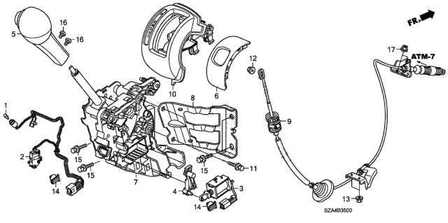 2015 Honda Pilot Switch Set, Parking Pin Lamp Diagram for 35740-SZA-A82