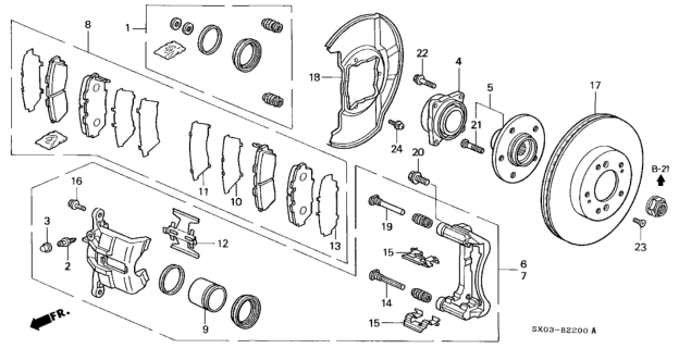 1995 Honda Odyssey Hub Assembly, Front Diagram for 44600-SX0-000