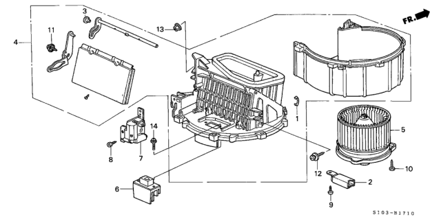 1999 Honda CR-V Motor Assembly, Blower Diagram for 79310-SX0-A01