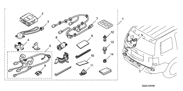 2014 Honda Pilot Back-Up Sensor - Attachment (Non-Power Tailgate) Diagram