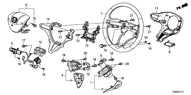 2013 Honda Fit EV Steering Wheel (SRS) Diagram