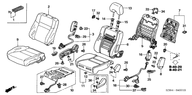 2006 Honda Accord Pad, R. FR. Seat-Back (With OPDS Sensor) Diagram for 81127-SDN-L11
