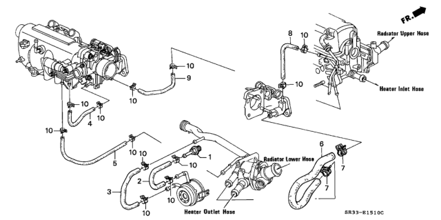 1994 Honda Civic Hose, Bypass Outlet Diagram for 19508-P07-A00
