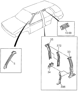 1996 Honda Passport Side Inner Panel Reinforcements Diagram