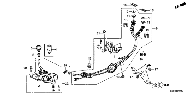 2012 Honda CR-Z Lever Assy., Change Diagram for 54000-SZT-013