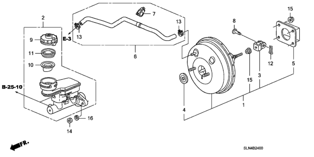 2008 Honda Fit Brake Master Cylinder  - Master Power Diagram