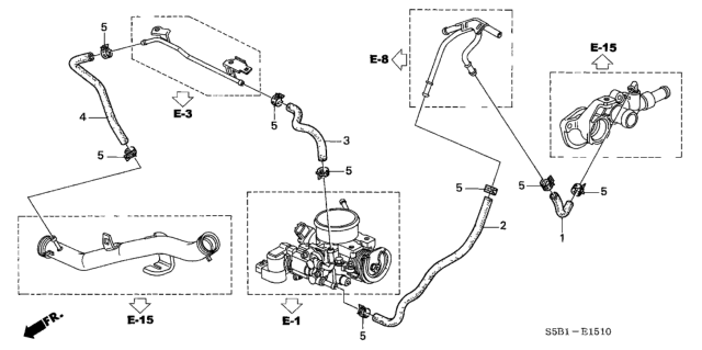 2003 Honda Civic Hose, Water Outlet Cover Diagram for 19521-PZA-010