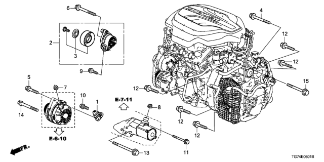 2016 Honda Pilot Pulley Set, Tensioner Diagram for 31189-5G0-A02