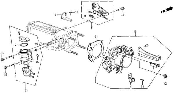1988 Honda Accord Throttle Body (PGM-FI) Diagram