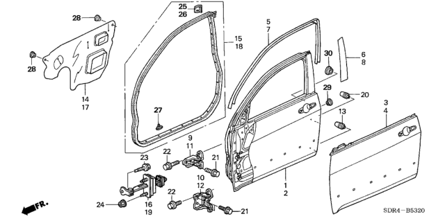 2005 Honda Accord Hybrid Seal, R. FR. Door Hole Diagram for 72321-SDC-A00