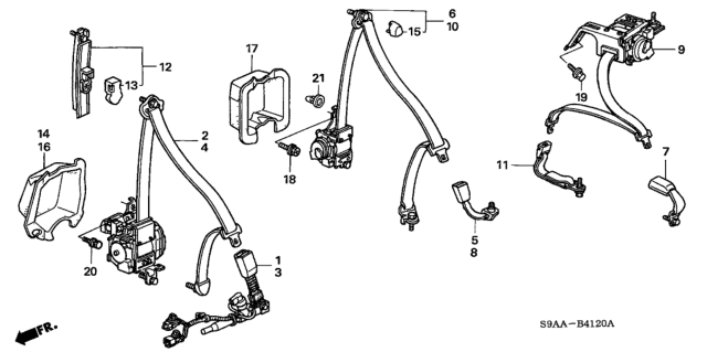 2006 Honda CR-V Tongue Set, Right Rear Seat Belt (Outer) (Ivory) Diagram for 04824-SCA-A13ZC
