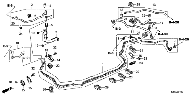2015 Honda CR-Z Stay A, Fuel Pipe Diagram for 17761-SZT-L00