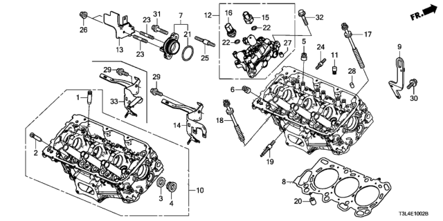 2013 Honda Accord Head Assembly, Cylinder Rear Diagram for 12300-5G0-810