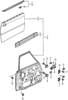 1983 Honda Accord Molding Assy., L. FR. Door Diagram for 75805-SA6-670