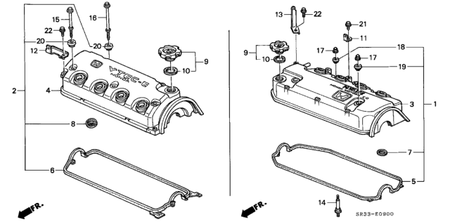1995 Honda Civic Cover Assy., Cylinder Head Diagram for 12310-P09-A02