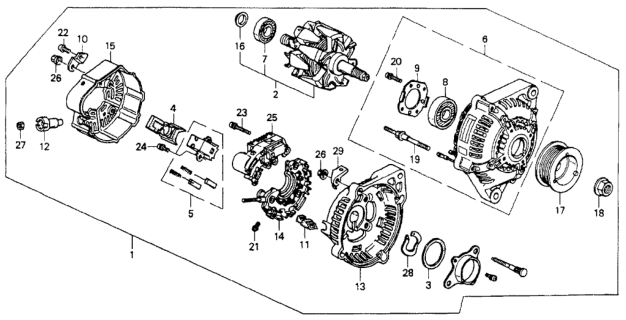 1993 Honda Accord Regulator Assembly Diagram for 31150-PT2-003