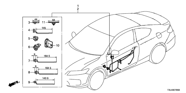 2014 Honda Accord Wire Harness, Driver Door Diagram for 32751-T3L-A11