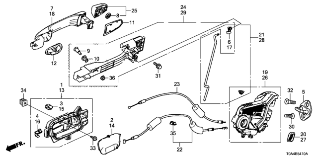 2013 Honda CR-V Rear Door Locks - Outer Handle Diagram