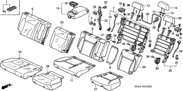 2005 Honda CR-V Pad Assy., L. RR. Seat-Back Diagram for 82522-S9A-A11