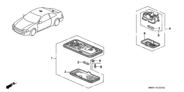 1993 Honda Civic Light Assembly, Interior (Smooth Beige) (Sunroof) (Daiichi) Diagram for 34250-692-023ZC