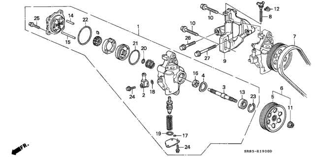 1994 Honda Civic Pulley, Power Steering Pump Diagram for 56483-P02-305