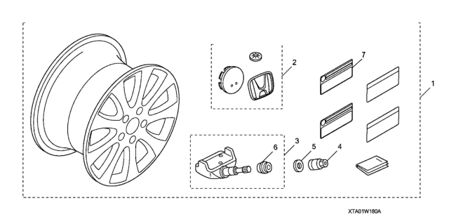 2012 Honda Accord Alloy Wheel (18") SBC Diagram