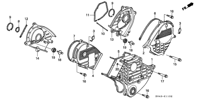 1995 Honda Accord Cover, Timing Belt (Lower) Diagram for 11810-P0G-A00