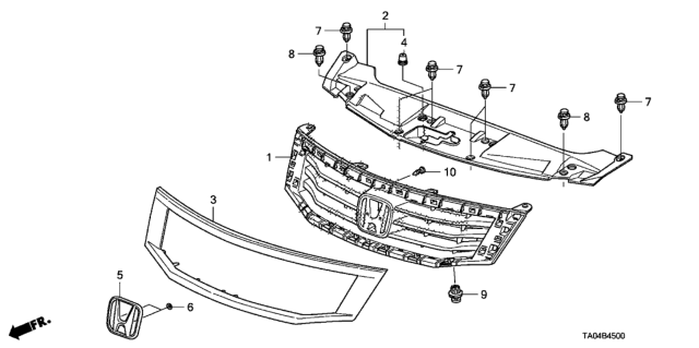 2010 Honda Accord Cover, FR. Grille Diagram for 71123-TA6-A00