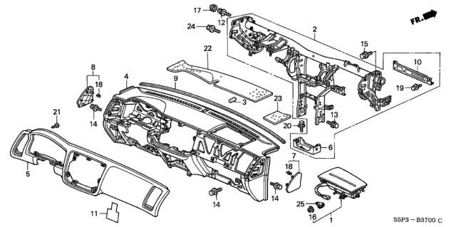 2003 Honda Civic Instrument Panel Diagram