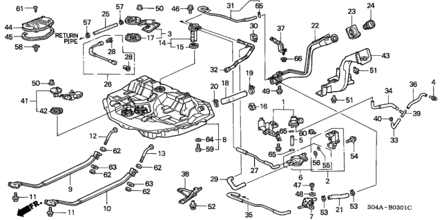 1999 Honda Civic Pipe, Fuel Filler Diagram for 17660-S04-A02