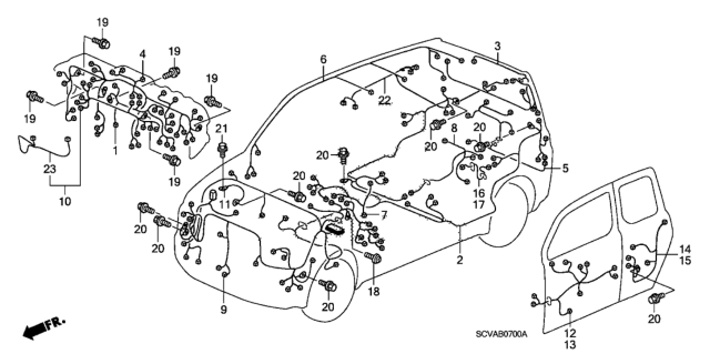 2009 Honda Element Wire Harness, Floor Diagram for 32107-SCV-A40